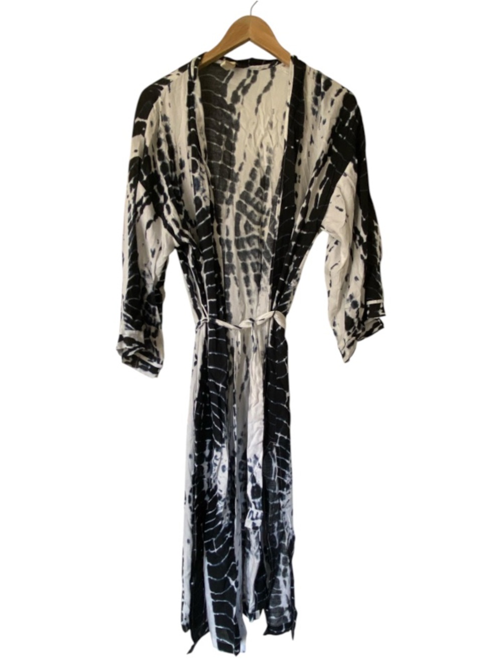 ELAN Tie-Dye Dark Blue And White Long Lightweight Robe Size M